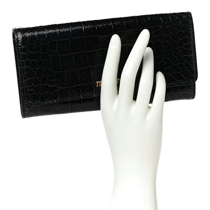 Miu Miu Patent Embossed Crocodile Continental Wallet Black 2 of 10