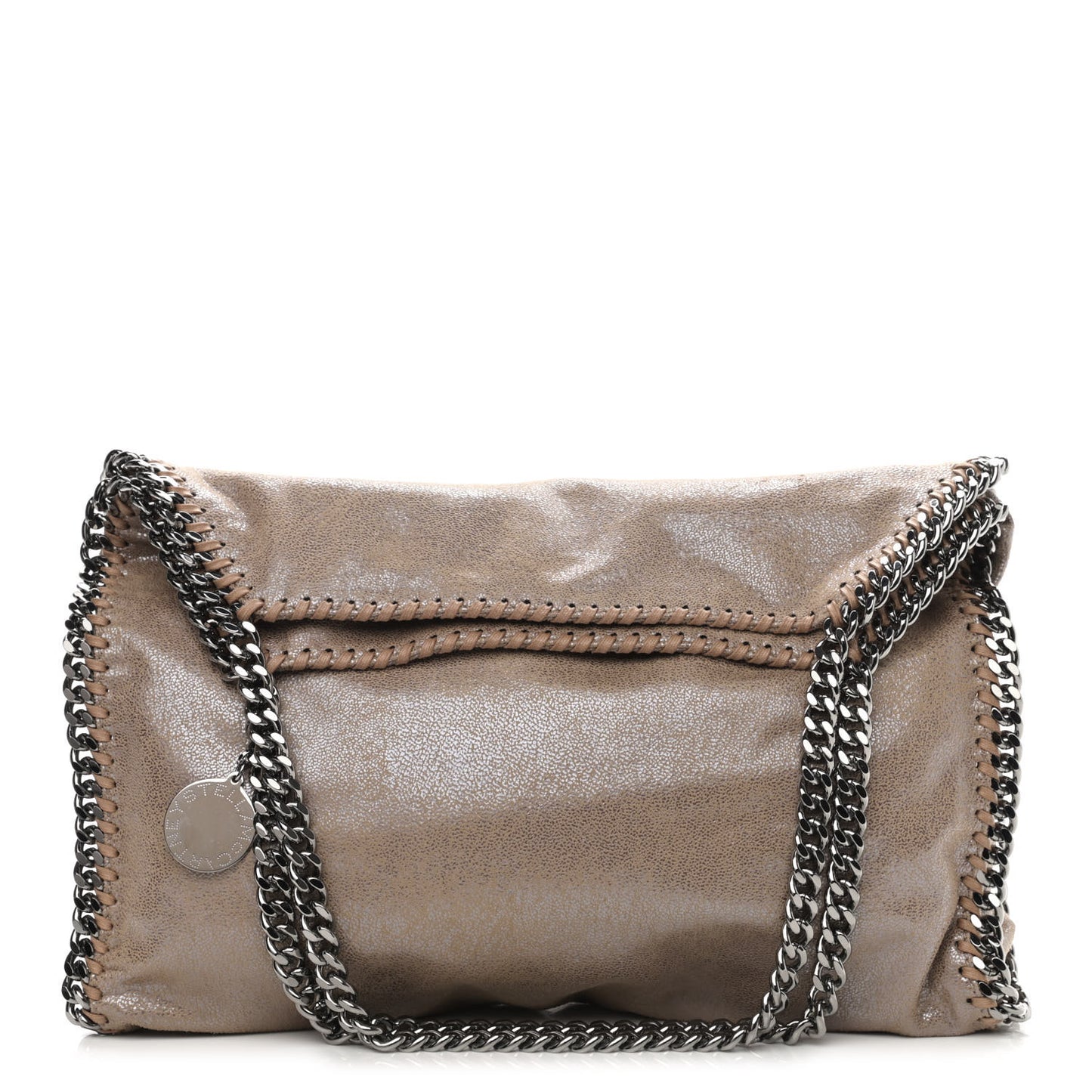 Metallic Shaggy Deer Falabella Fold Over Tote Sand