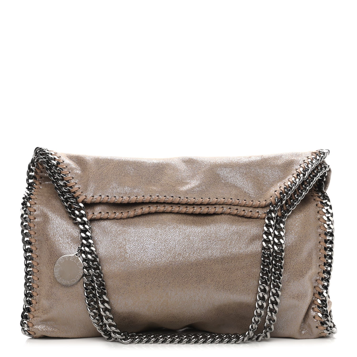 Stella McCartney Metallic Shaggy Deer Falabella Fold Over Tote Sand 1 of 9