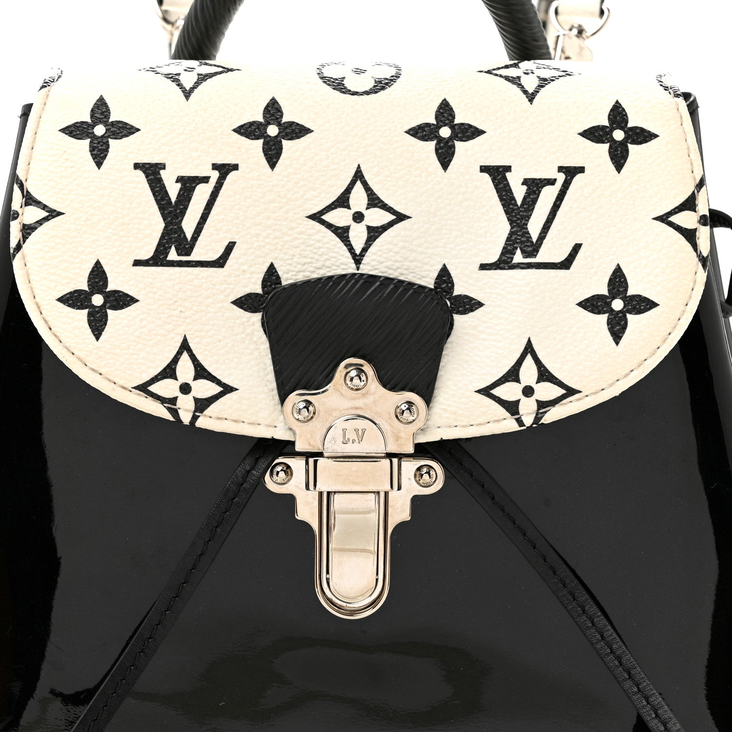 Louis Vuitton Patent Monogram Hot Springs Backpack Black White