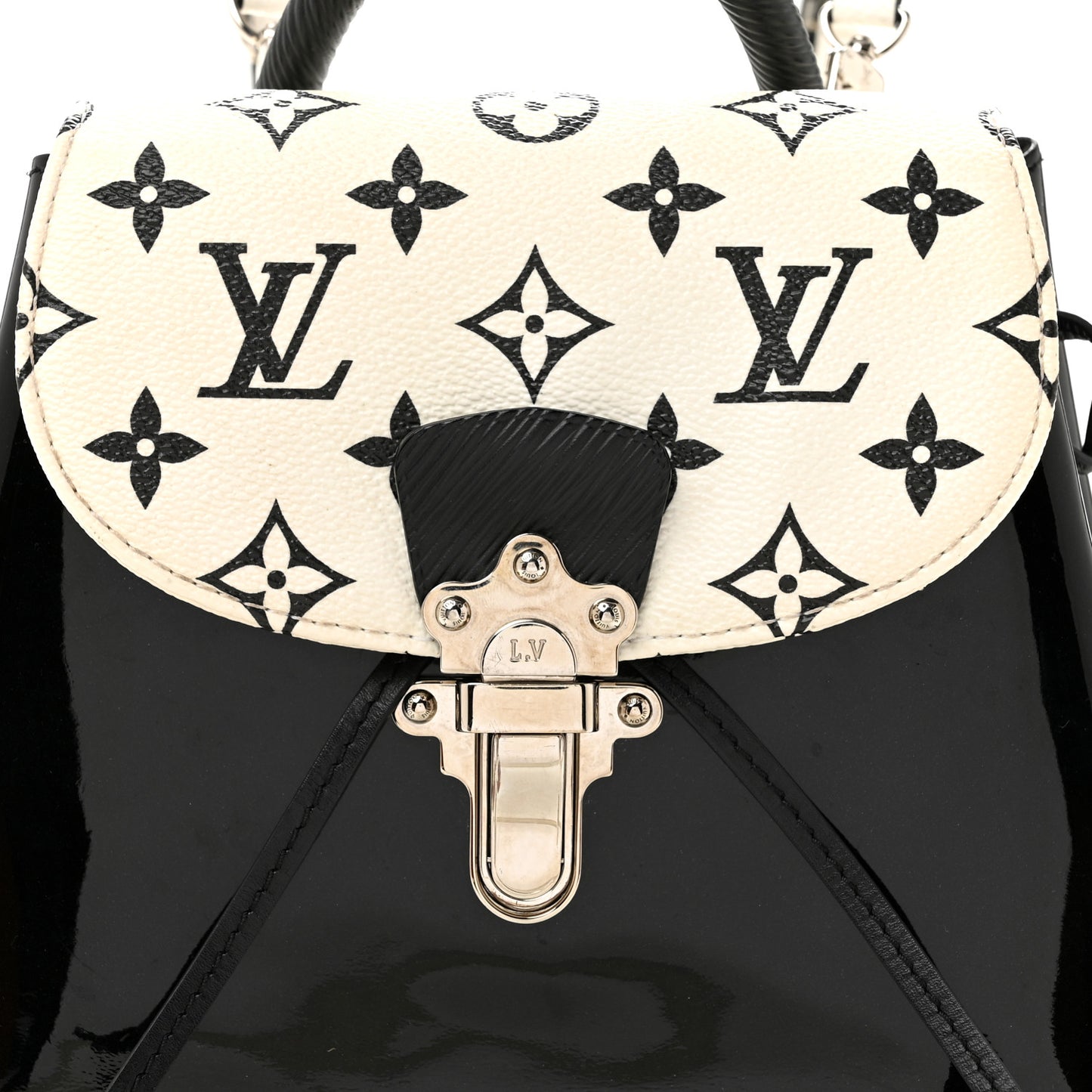 Patent Monogram Hot Springs Backpack Black White
