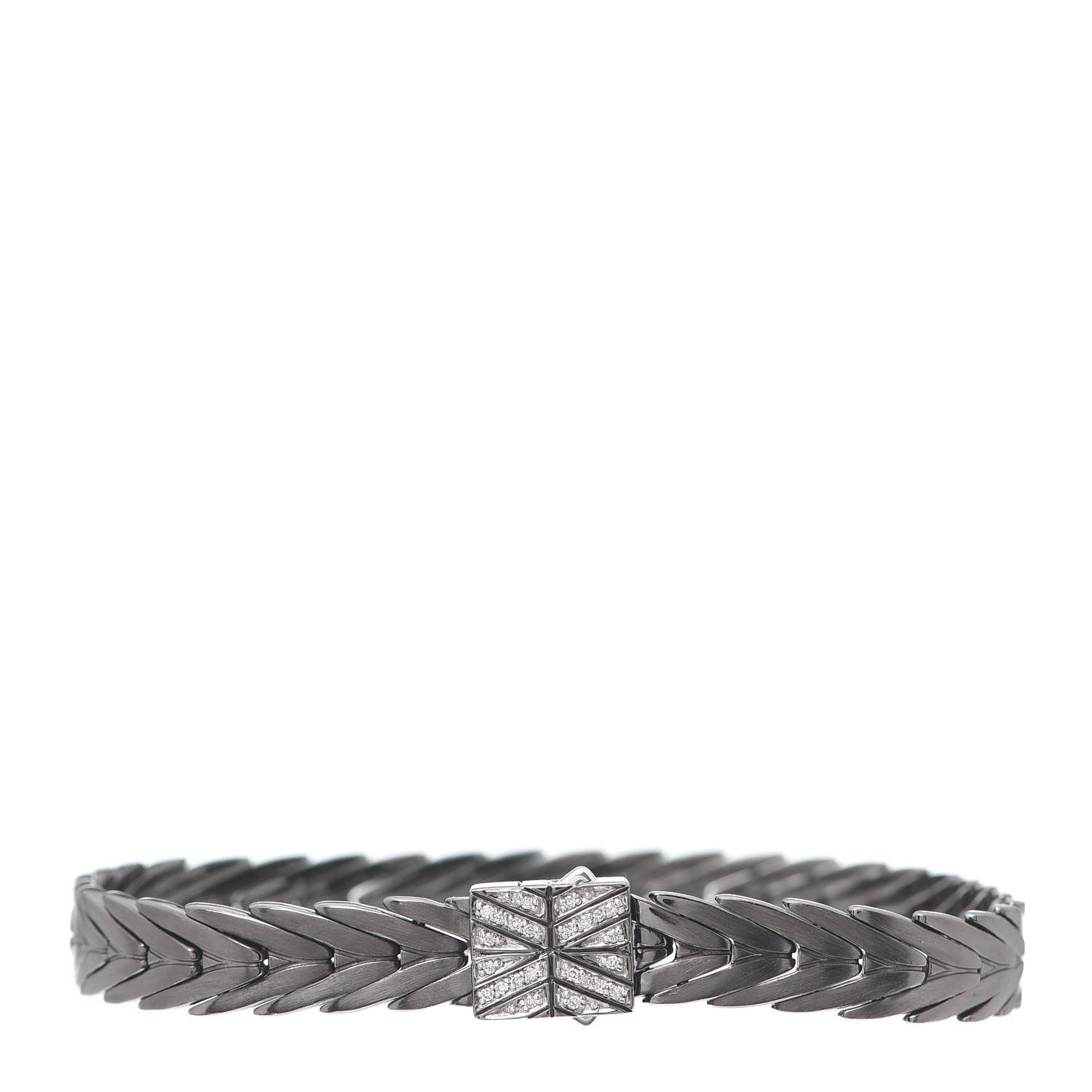 John Hardy Blackened Sterling Silver Diamond 8mm Modern Chain Bracelet 1 of 5