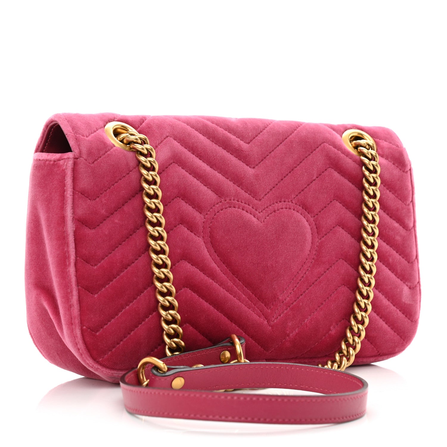 Gucci Velvet Matelasse Small GG Marmont Shoulder Bag Light Raspberry Rose 3 of 11