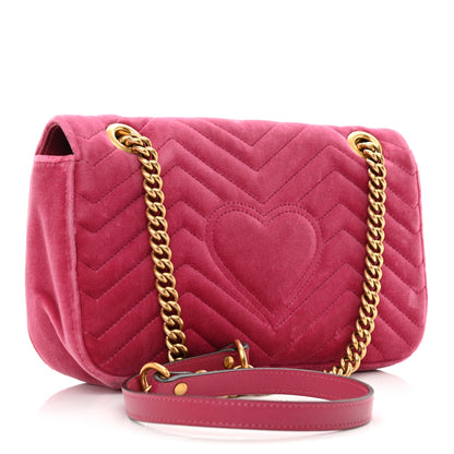 Gucci Velvet Matelasse Small GG Marmont Shoulder Bag Light Raspberry Rose 3 of 11