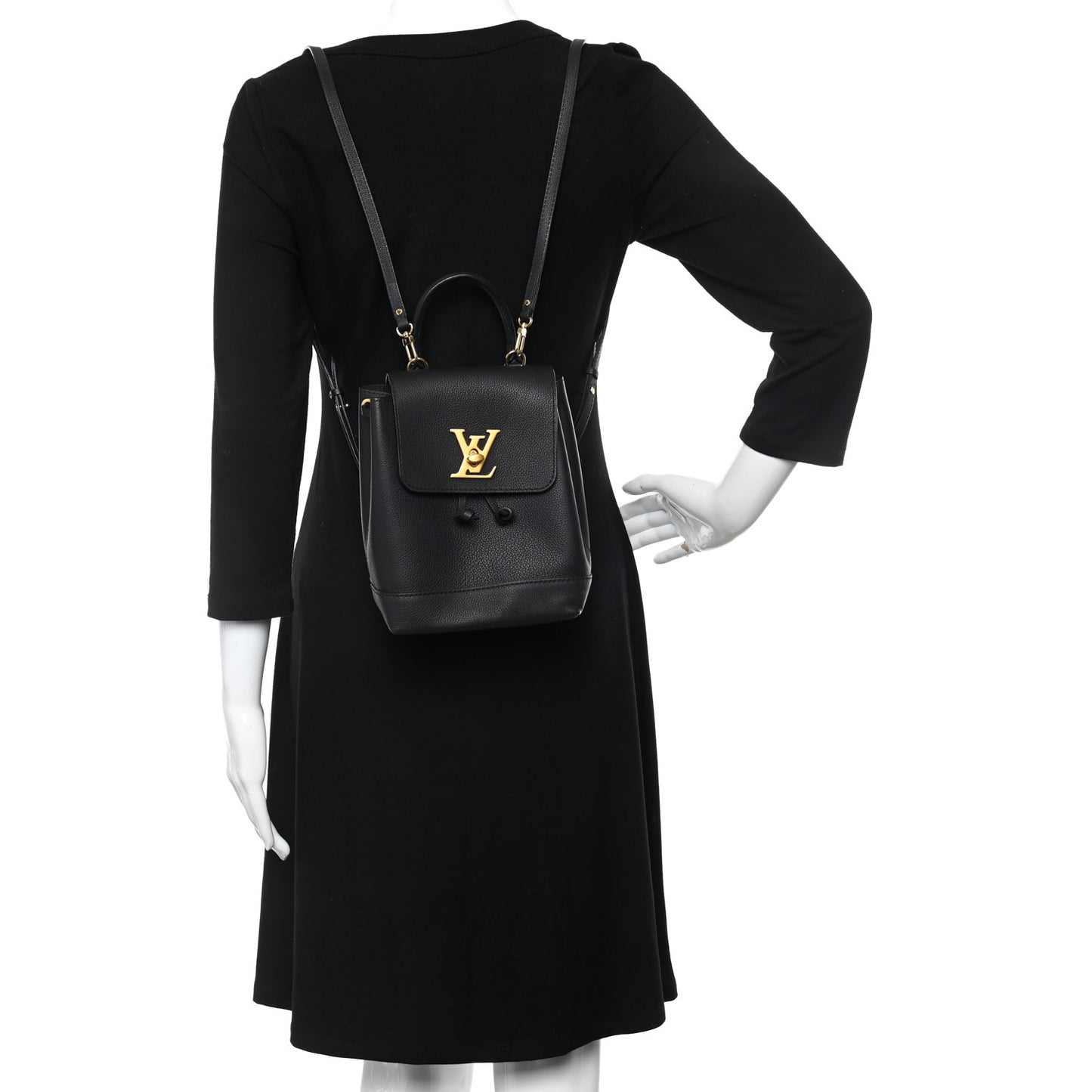 Calfskin Lockme Mini Backpack Black