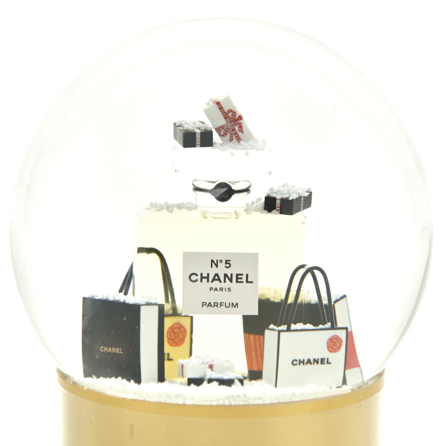 Chanel Glass N°5 Perfume Bottle Snow Globe Gold 4 of 5