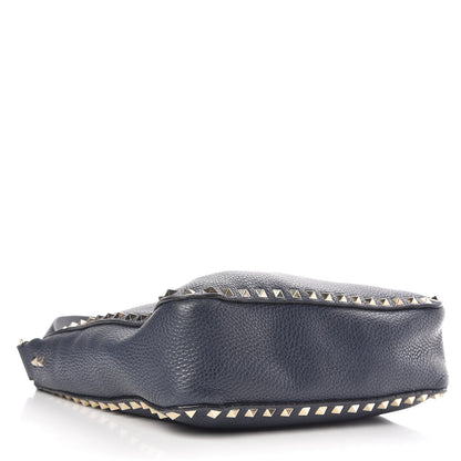 Valentino Garavani Pebbled Calfskin Small Rockstud Flip-Lock Messenger Bag Marine 4 of 10
