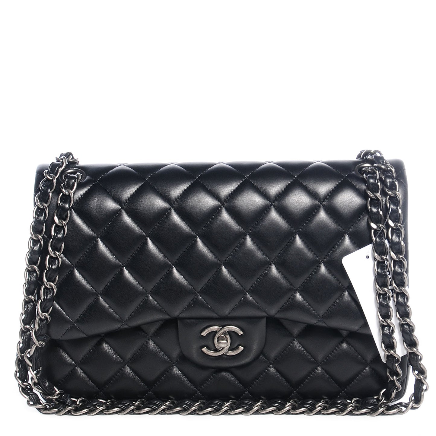 Lambskin Jumbo Double Flap Black