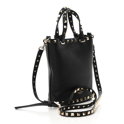 Valentino Garavani Grainy Calfskin Mini Rockstud Flip Lock Tote Black 3 of 10