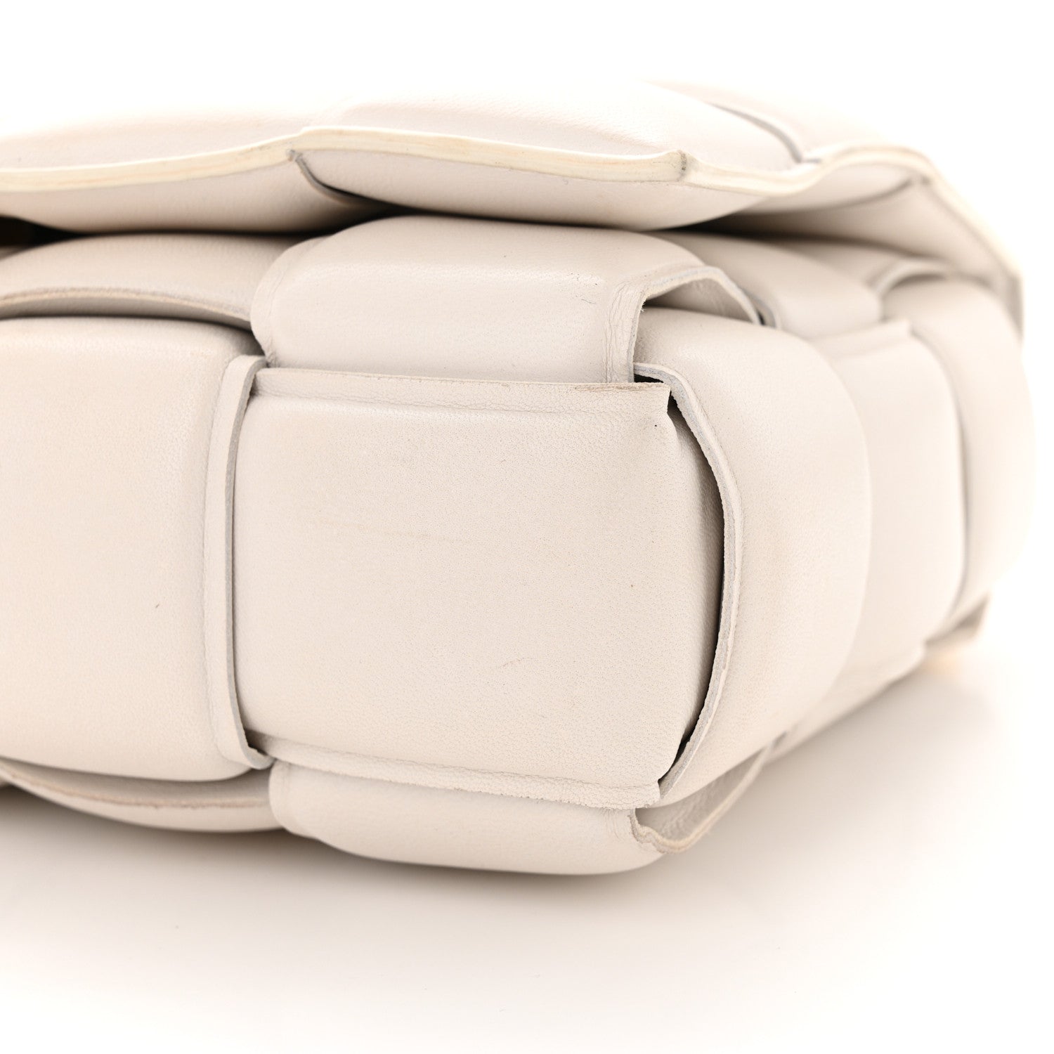 Bottega Veneta Lambskin Maxi Intreccio Padded Chain Cassette Crossbody Bag White 9 of 12