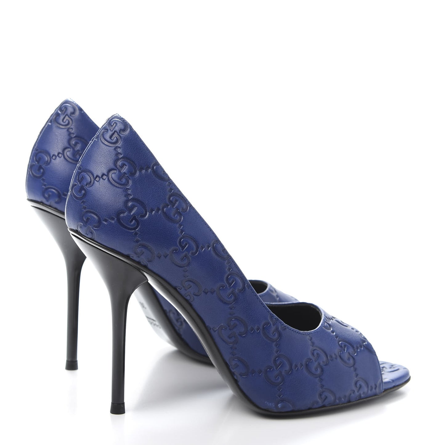 Soft Guccissima GG Peep Toe Heels 36 Blu Cina