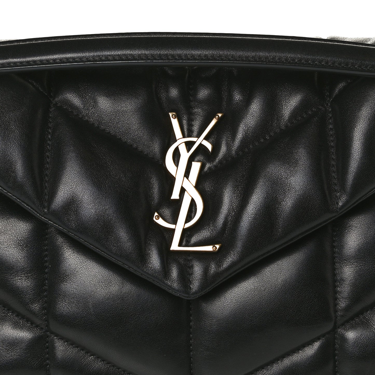 Lambskin Quilted Small Loulou Puffer Monogram Chain Satchel Black