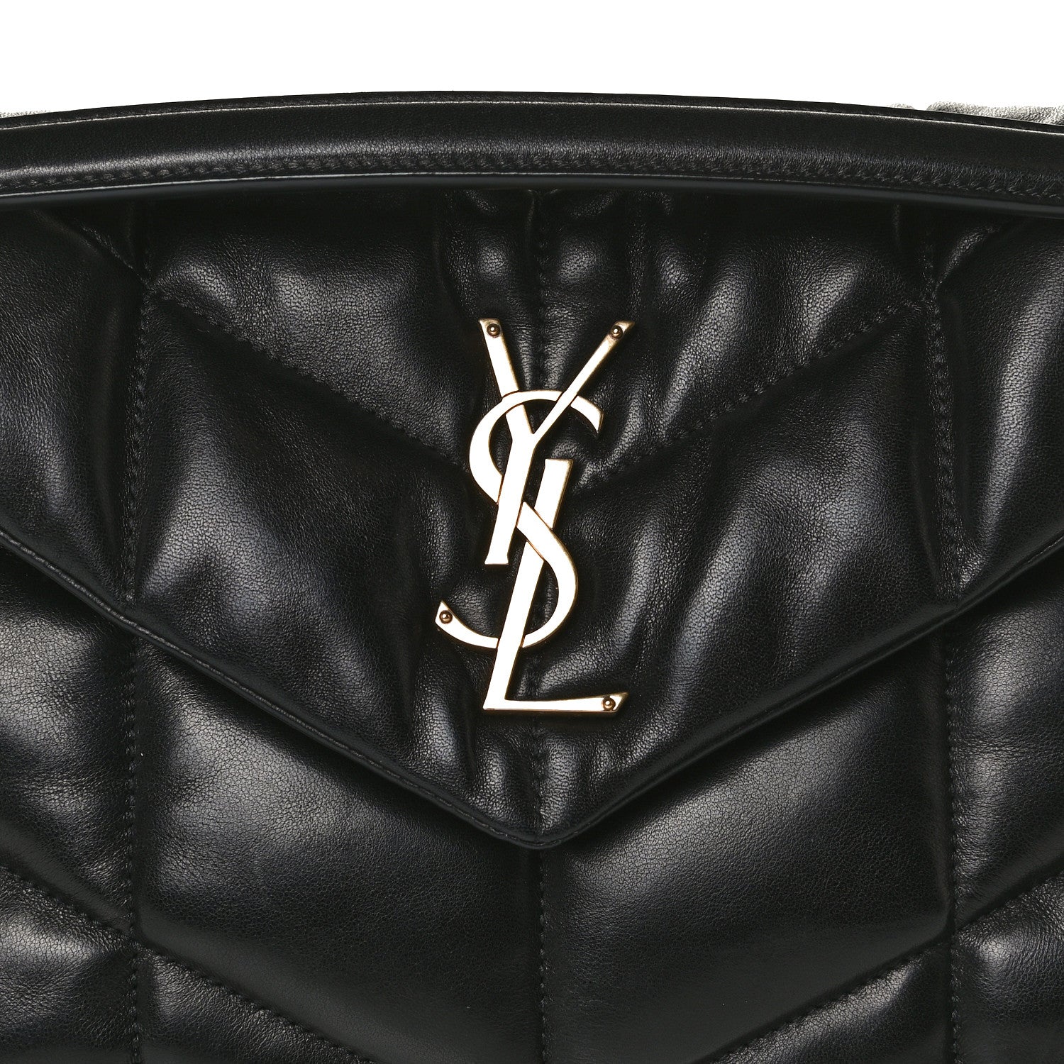 Saint Laurent Lambskin Quilted Small Loulou Puffer Monogram Chain Satchel Black 8 of 13
