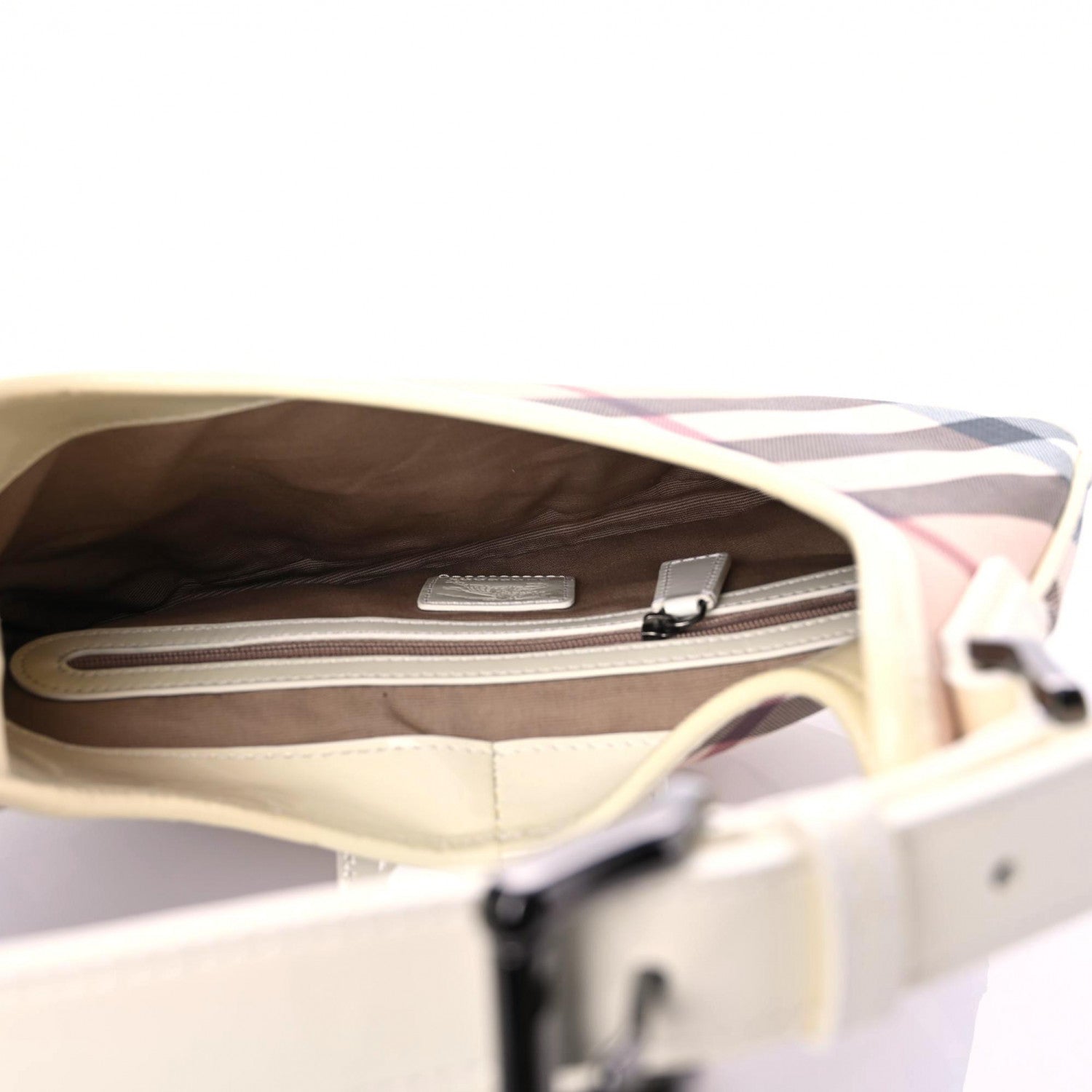Burberry Patent Nova Check Brooke Hobo White 10 of 11