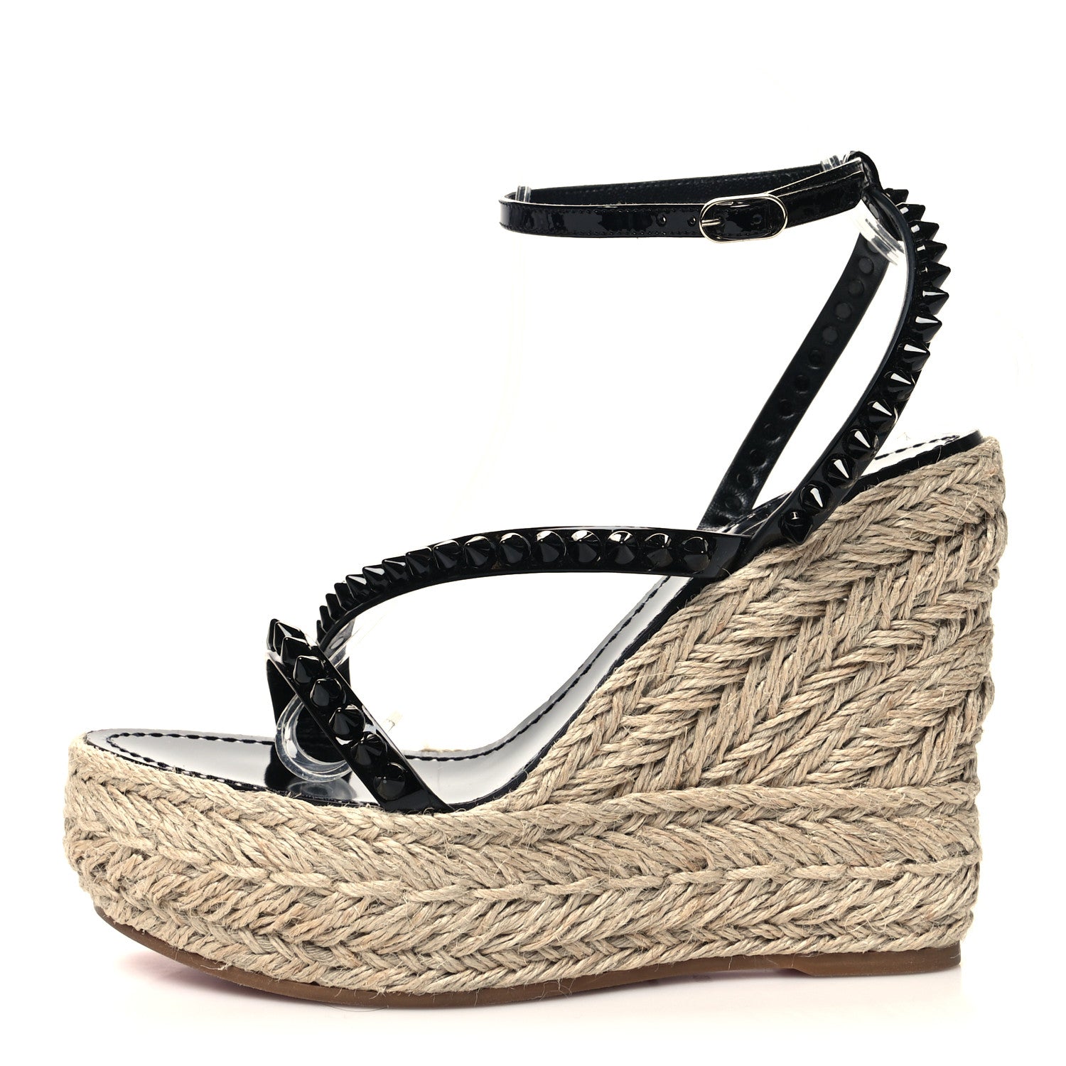 Christian Louboutin Patent Monochrome Mafaldina 120 Wedge Sandals 39 Black 1 of 7