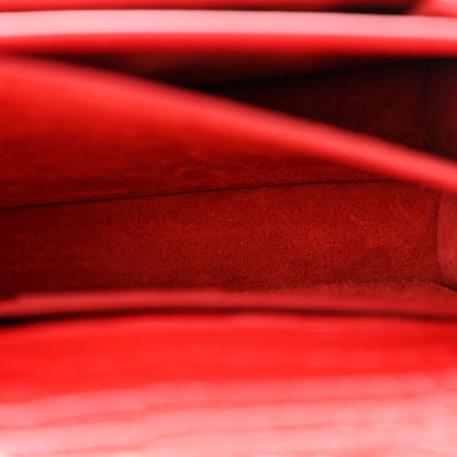 Saint Laurent Calfskin Crocodile Embossed Medium Monogram Sunset Rouge Eros 6 of 11