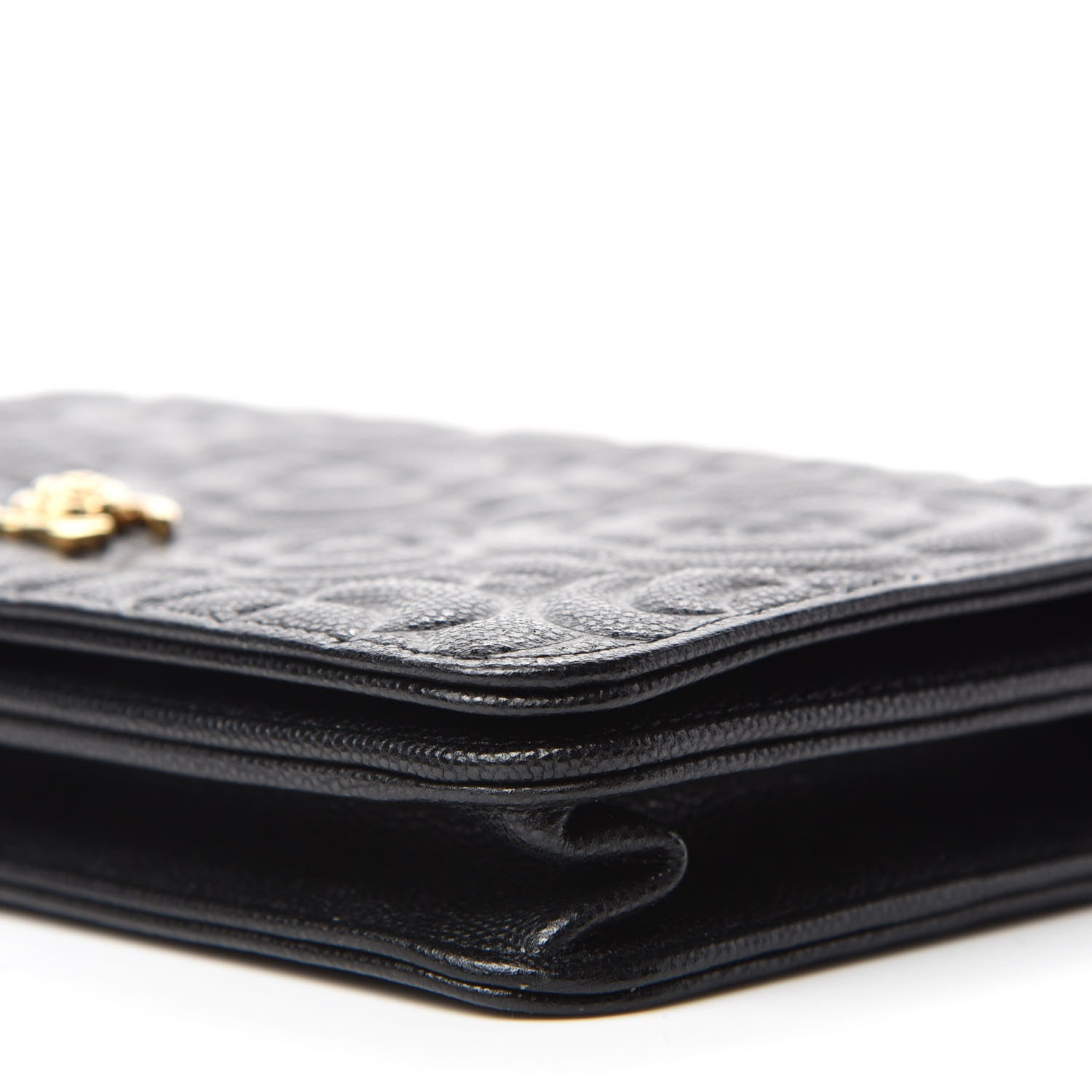 Chanel Caviar Camellia Embossed Wallet On Chain WOC Black 7 of 13