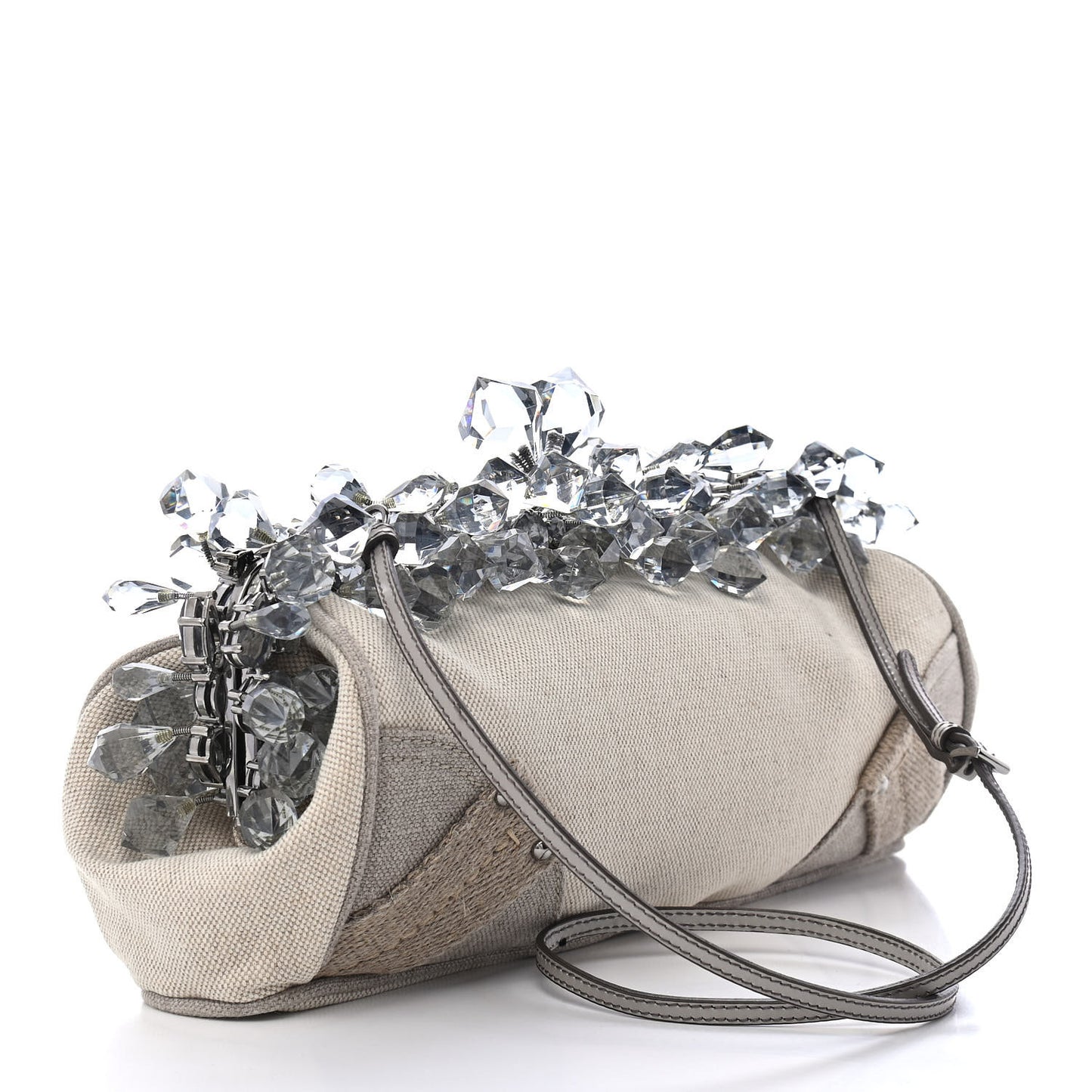 Canvas Mistolino Crystal Cluster Frame Clutch Naturale