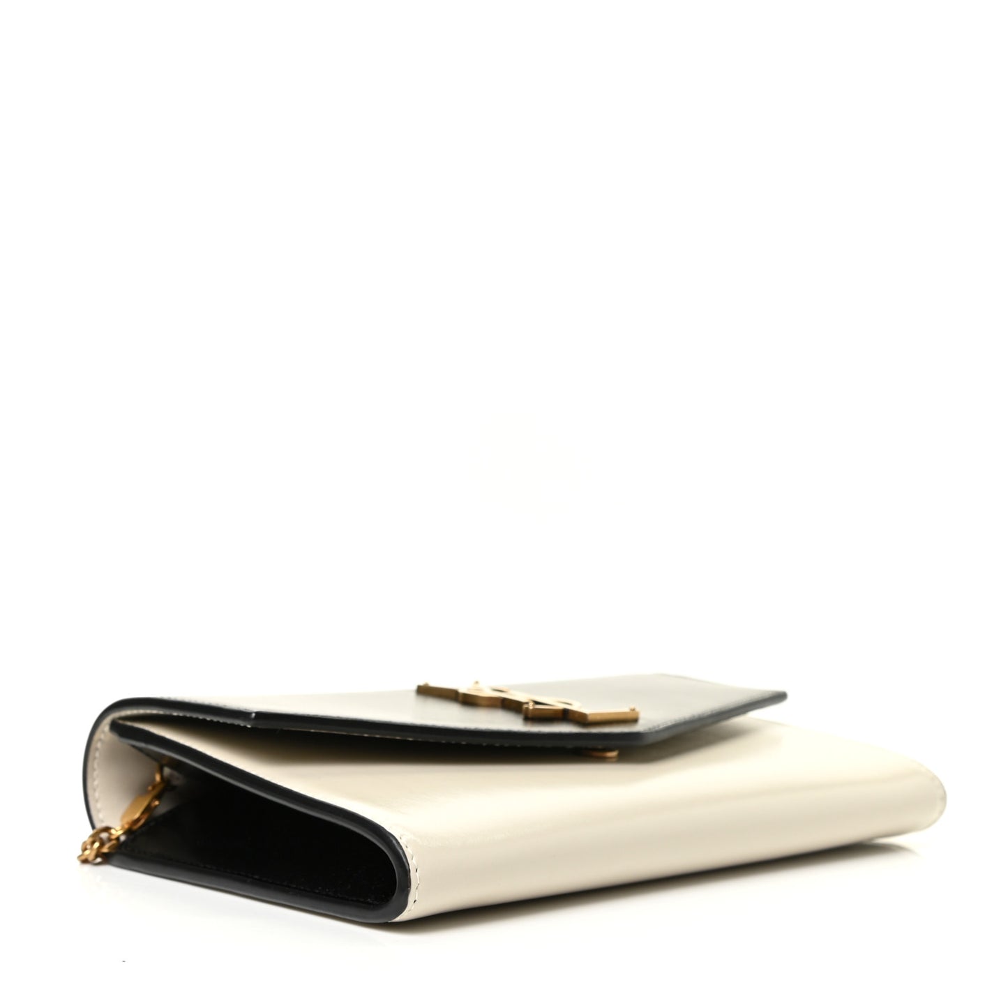 Smooth Shiny Calfskin Uptown Chain Wallet Black Crema Soft