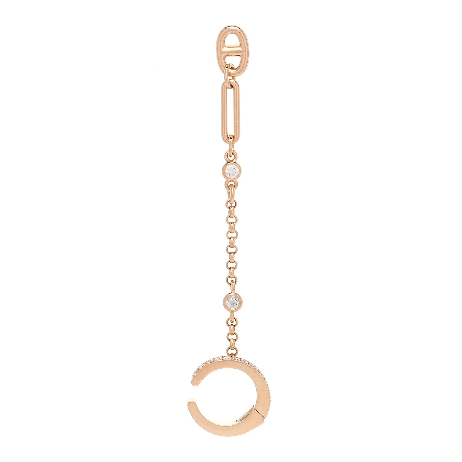 Hermes 18K Rose Gold Diamond Chaine d'ancre Chaos Right Earring 1 of 5