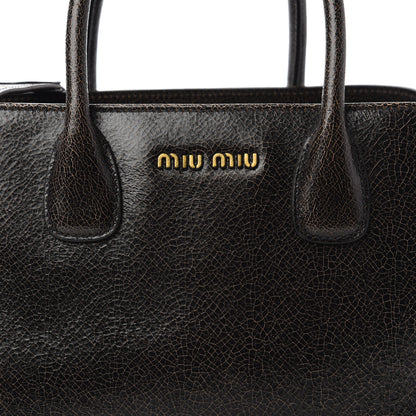 Miu Miu Calfskin Craquele Shopping Bag Ebano 9 of 9