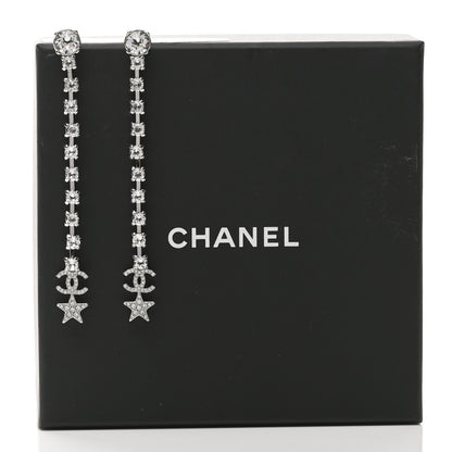 Chanel Crystal Starfall Drop Long CC Earrings Silver 5 of 5
