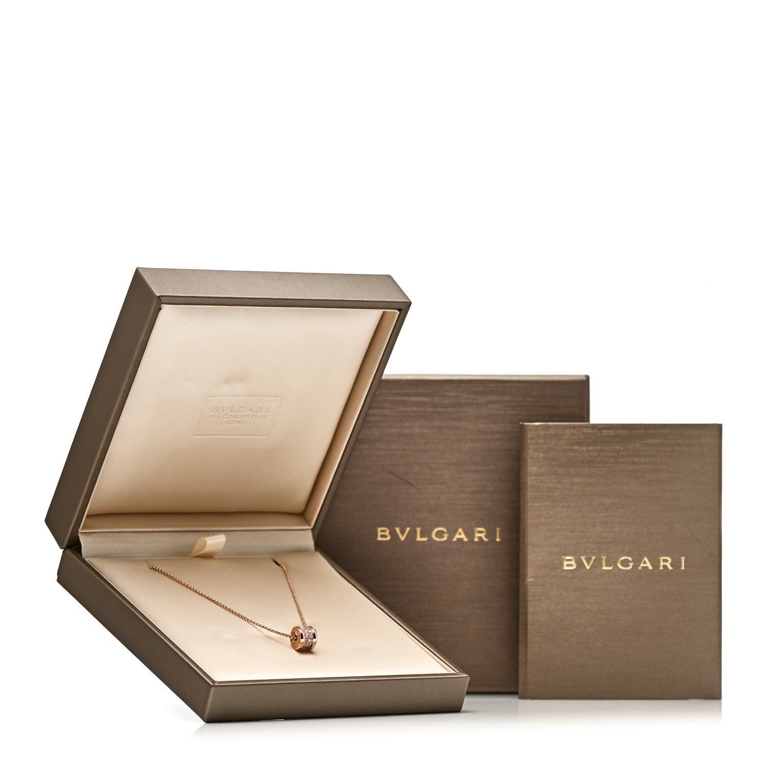 Bulgari 18K Rose Gold Diamond Small B.Zero1 Pave Pendant Necklace 8 of 8