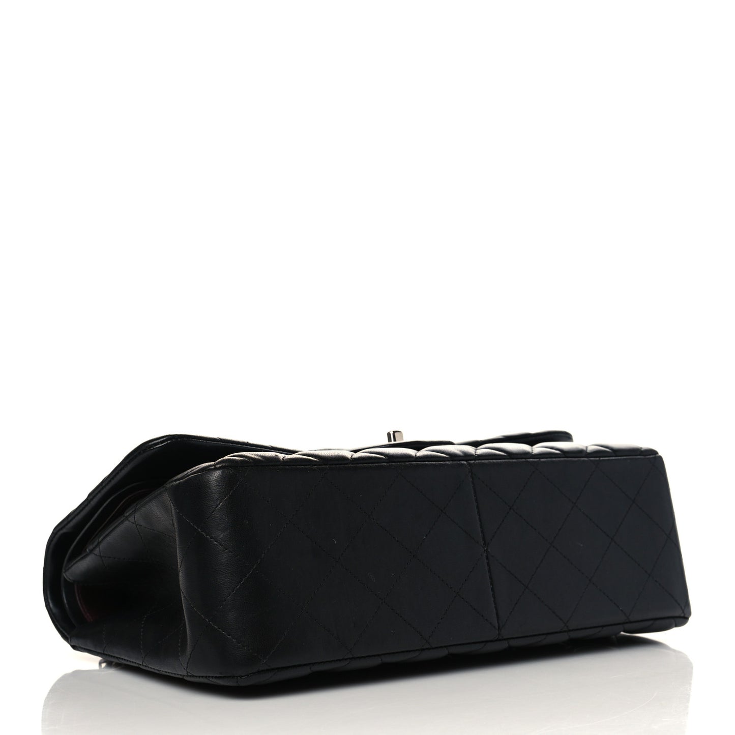 Lambskin Quilted Jumbo Double Flap Black