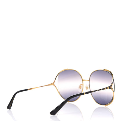 Gucci Metal Round Frame GG0595S Sunglasses Gold Black 4 of 9