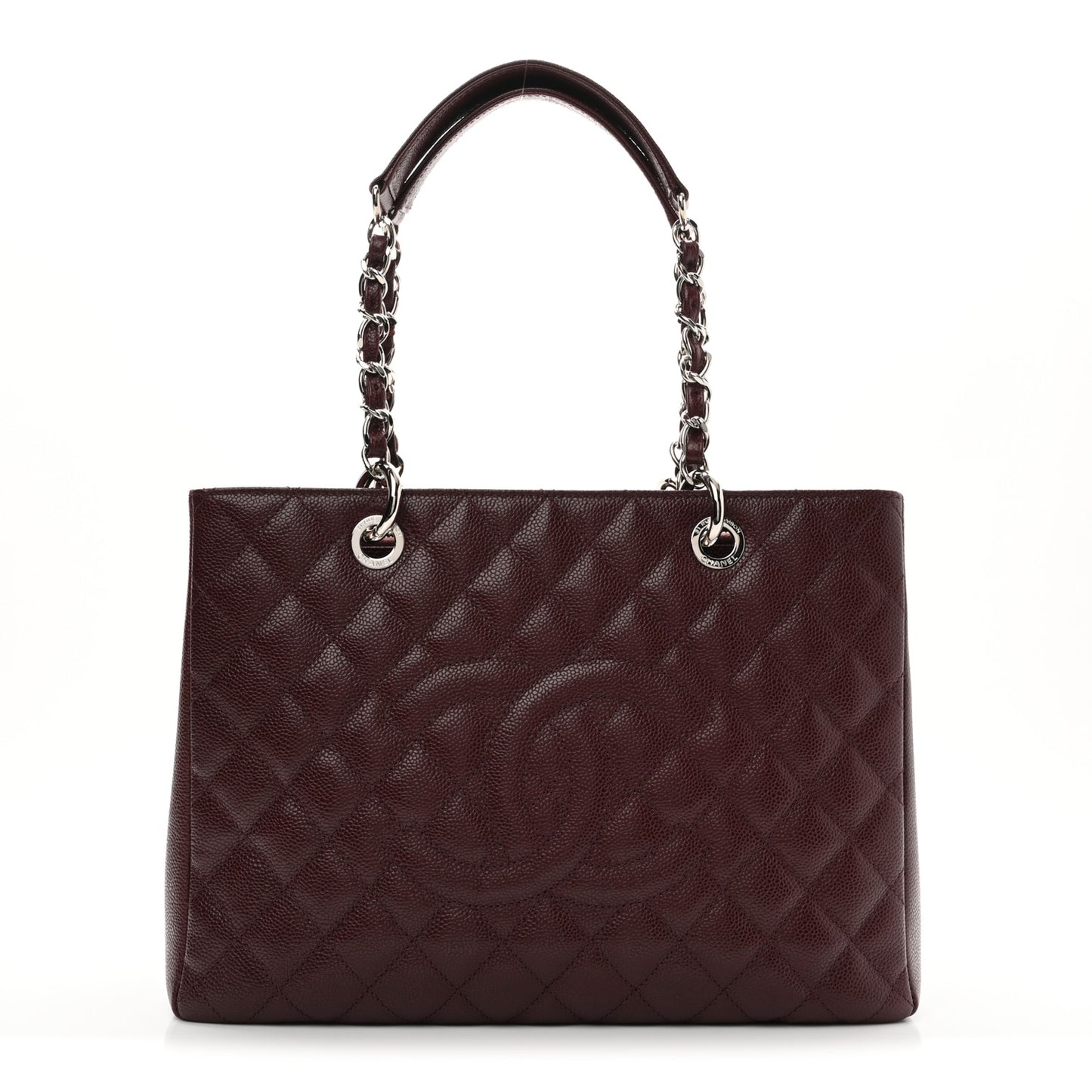 Caviar Quilted Grand Shopping Tote GST Dark Burgundy
