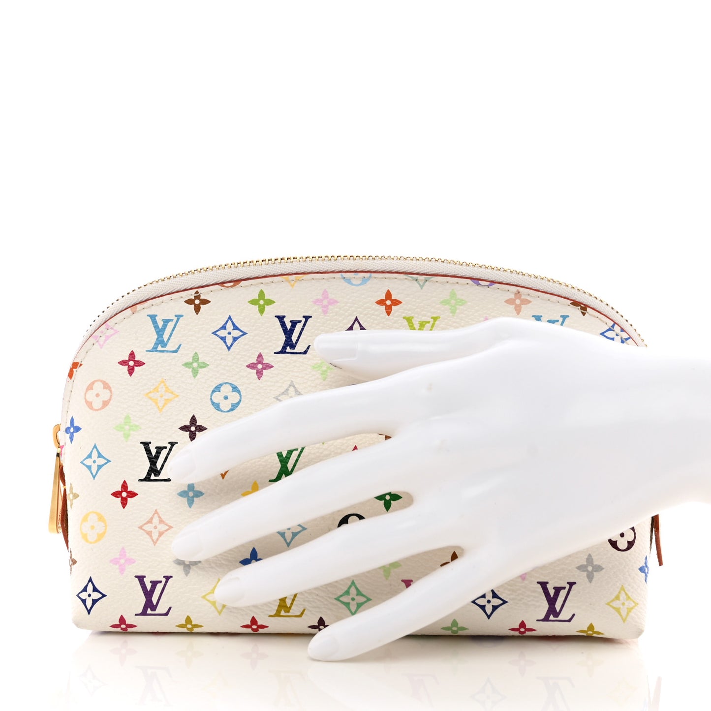 Monogram Multicolor Cosmetic Pouch White Litchi