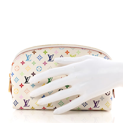 Louis Vuitton Monogram Multicolor Cosmetic Pouch White Litchi 2 of 11