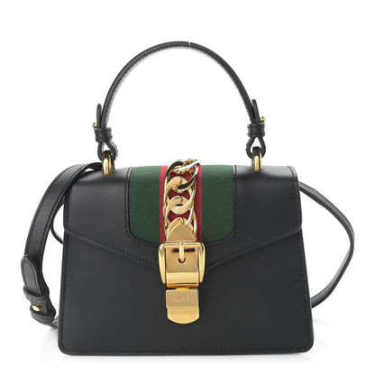 Gucci Calfskin Mini Sylvie Top Handle Bag Black 1 of 13