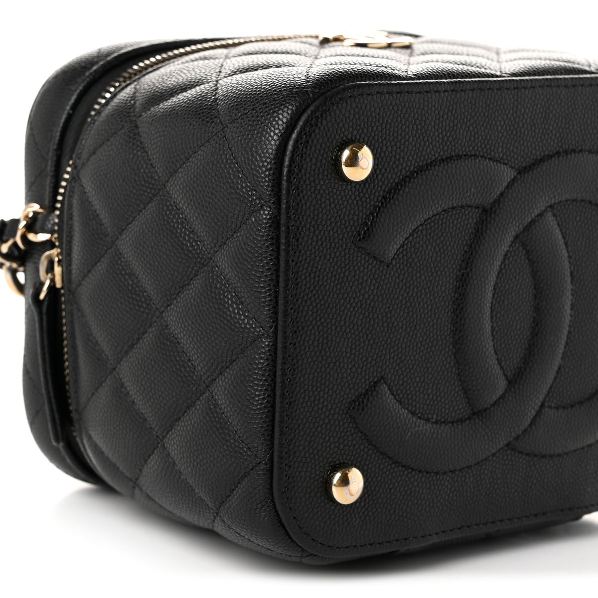 Chanel Caviar Quilted Small Top Handle Vanity Case With Chain Black 9 of 10