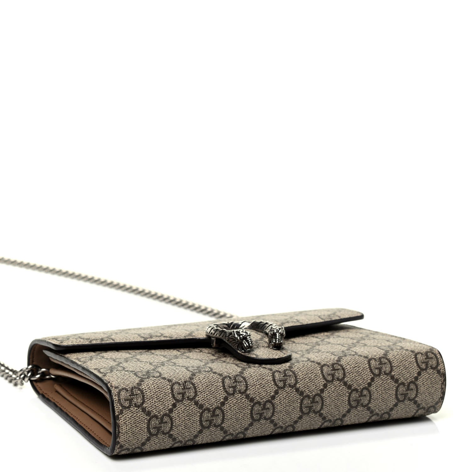 Gucci GG Supreme Monogram Mini Dionysus Chain Wallet Beige Taupe 3 of 4