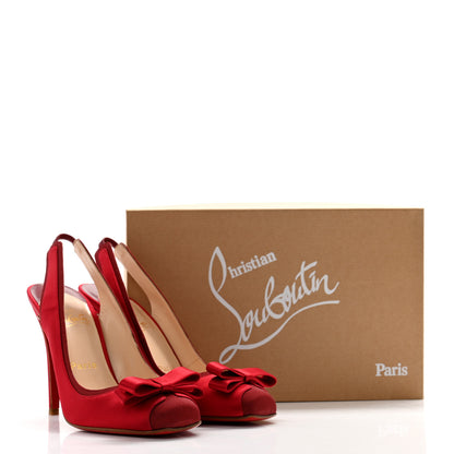 Christian Louboutin Crepe Satin Nooka 100 Pumps 39 Red 9 of 9