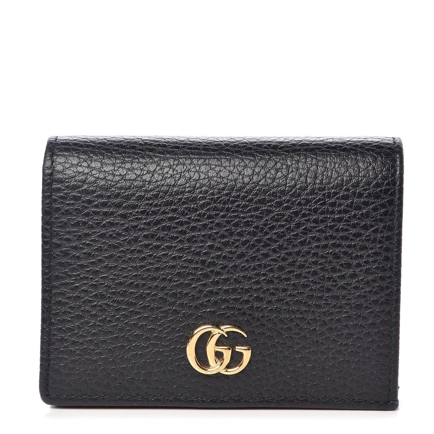 Pebbled Calfskin GG Marmont Card Case Black