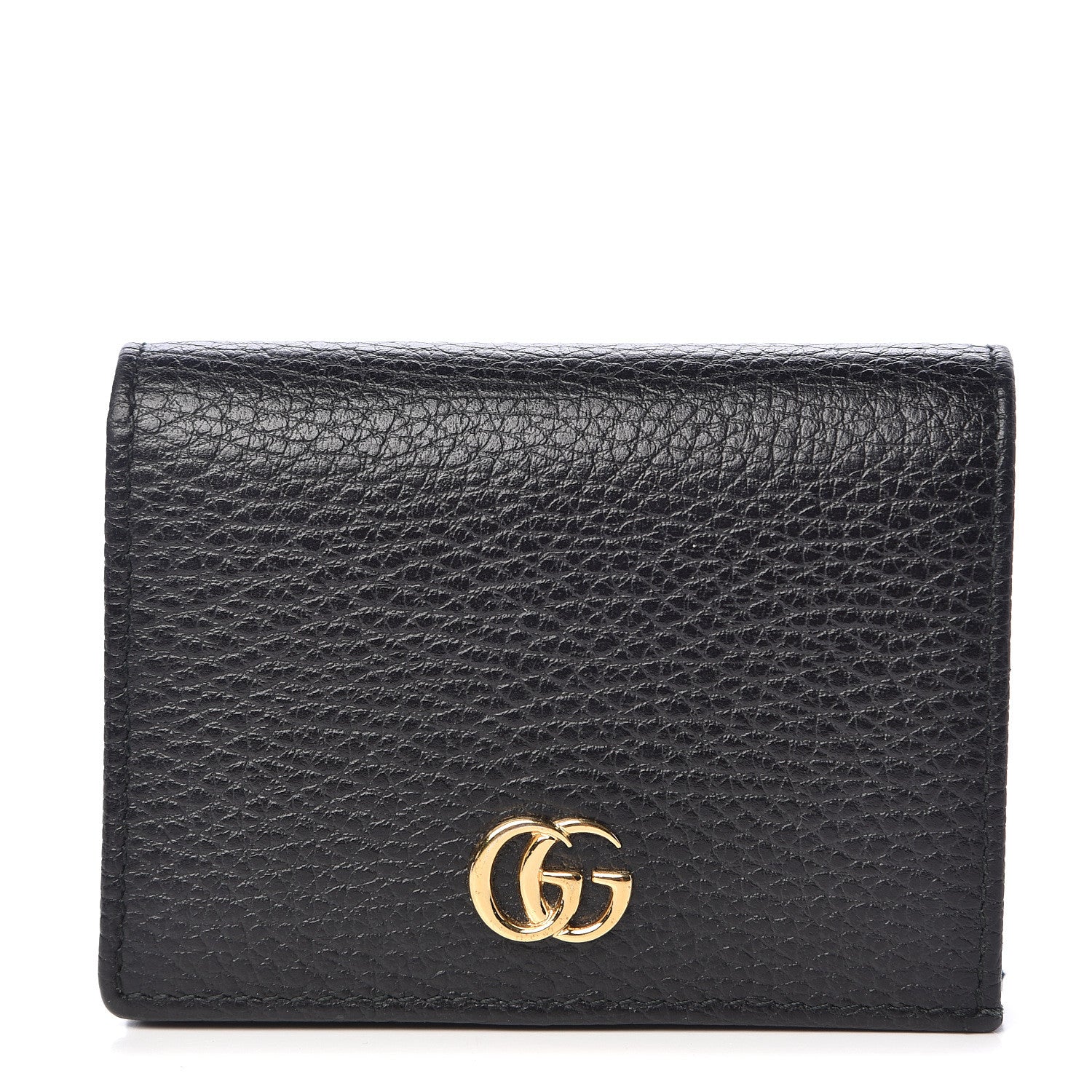 Gucci Pebbled Calfskin GG Marmont Card Case Black 1 of 8