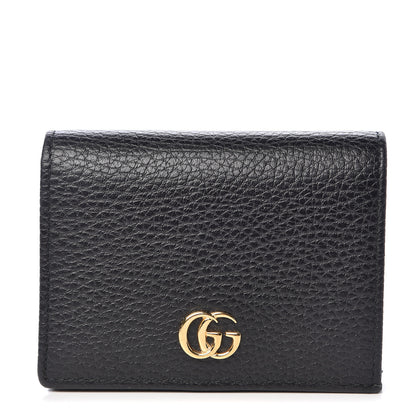 Gucci Pebbled Calfskin GG Marmont Card Case Black 1 of 8