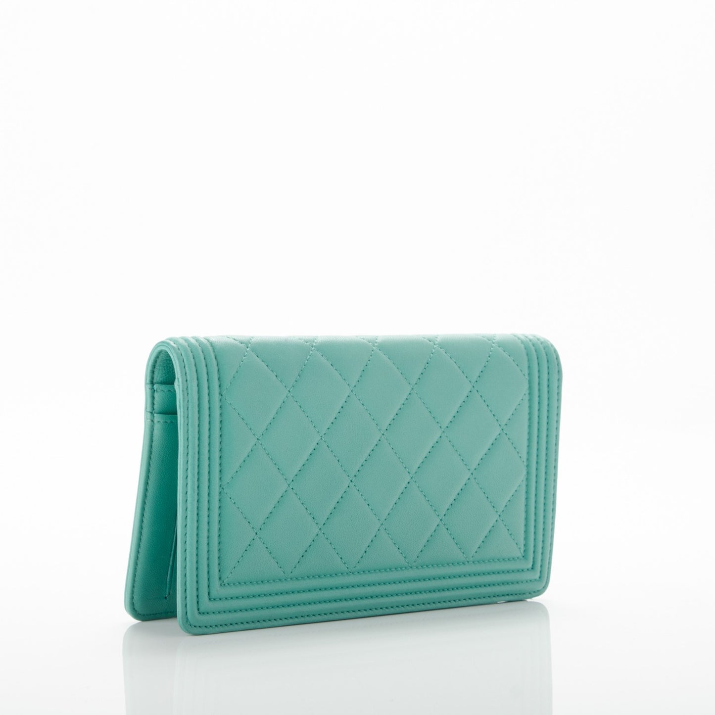 Lambskin Quilted Boy Yen Wallet Light Green