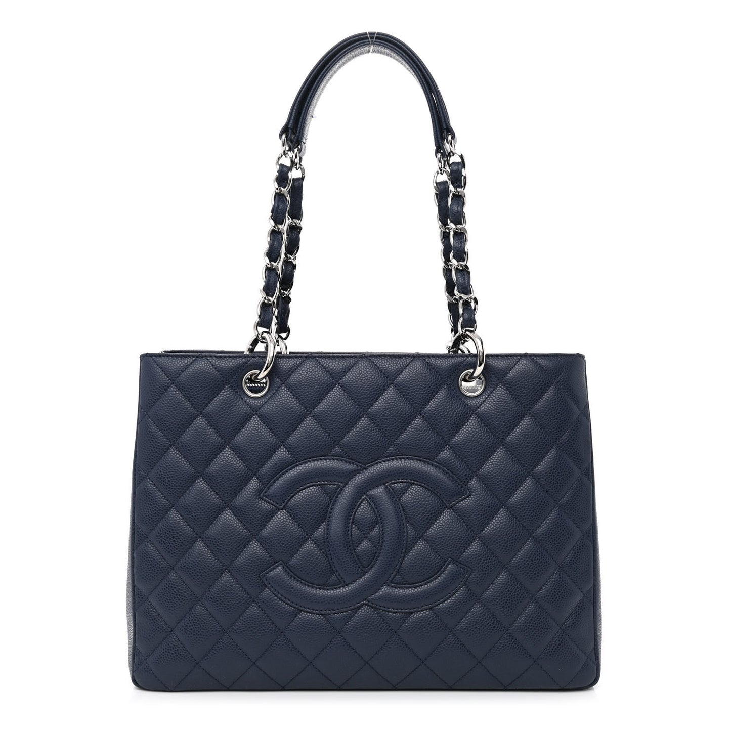 Caviar Quilted Grand Shopping Tote GST Navy Blue