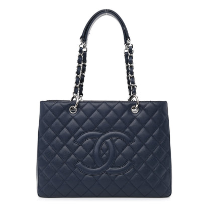 Chanel Caviar Quilted Grand Shopping Tote GST Navy Blue 1 of 11