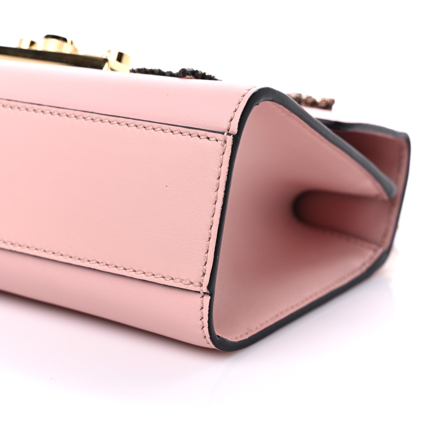 Gucci Calfskin Crystal Star Embroidered Small Padlock Shoulder Bag Perfect Pink Multicolor 10 of 10