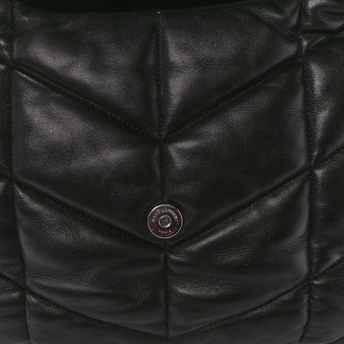 Lambskin Quilted Medium Loulou Puffer Monogram Chain Satchel Black