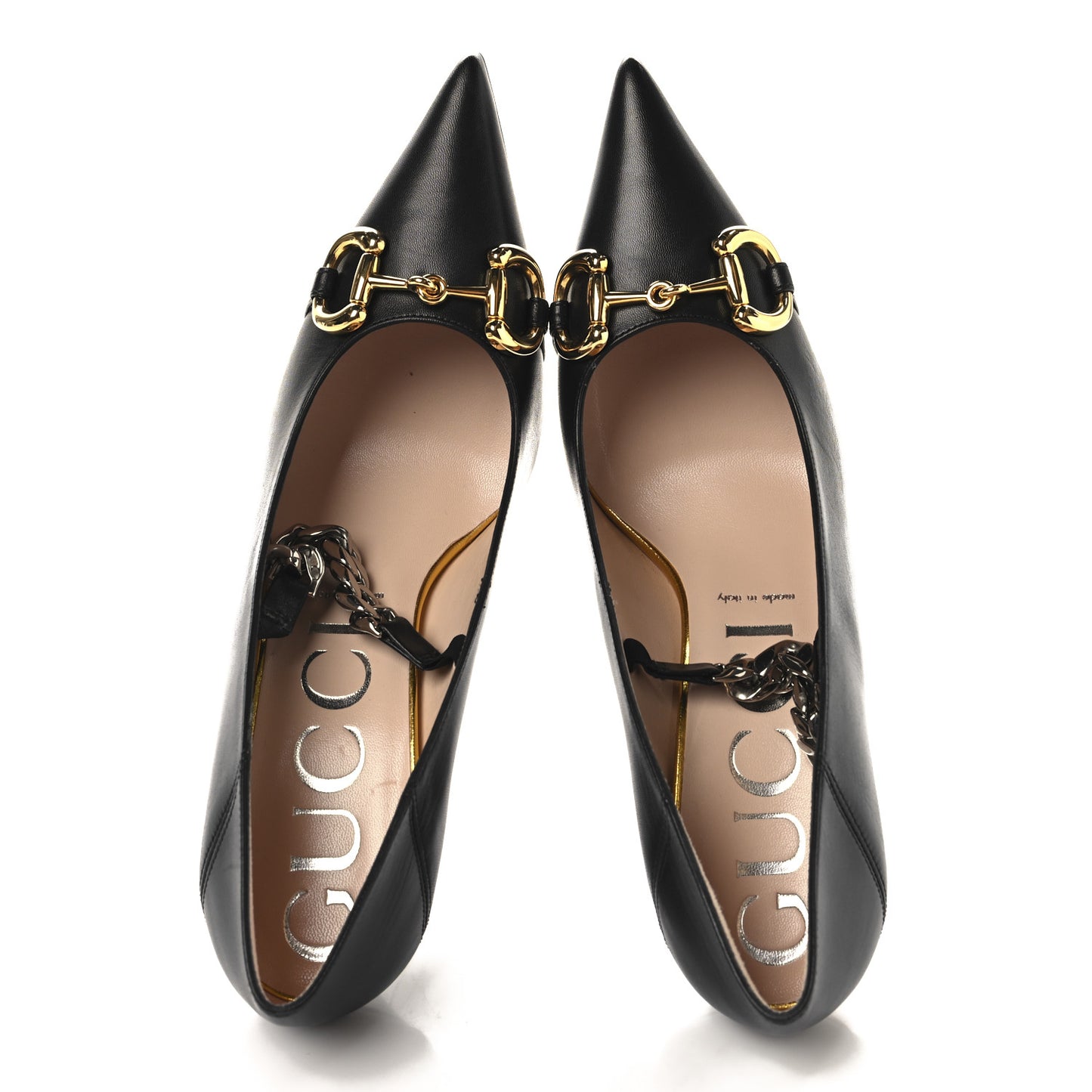 Malaga Kid Deva Horsebit Chain Embellished Pumps 40 Black