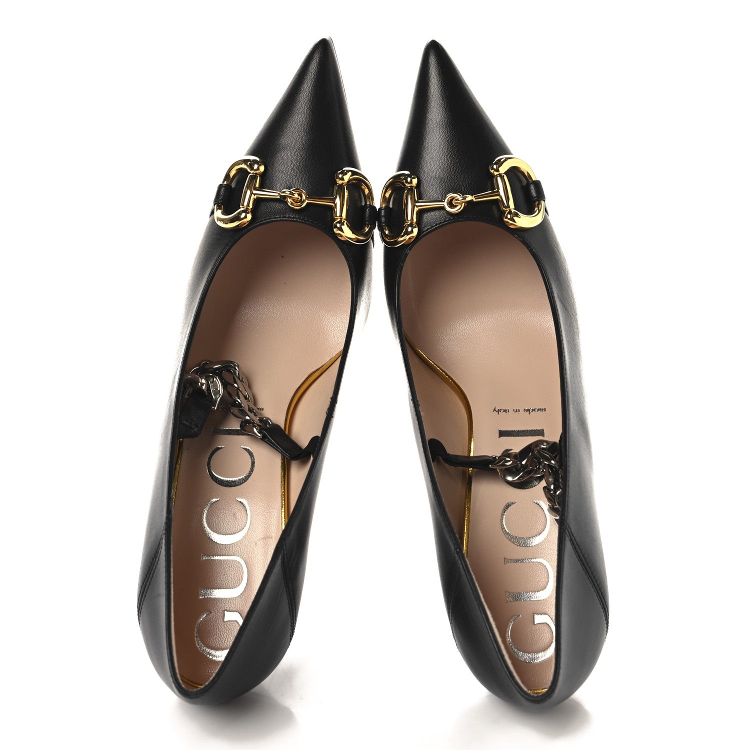 Gucci Malaga Kid Deva Horsebit Chain Embellished Pumps 40 Black 2 of 9
