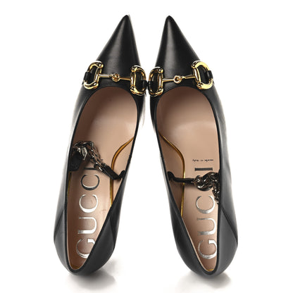 Gucci Malaga Kid Deva Horsebit Chain Embellished Pumps 40 Black 2 of 9