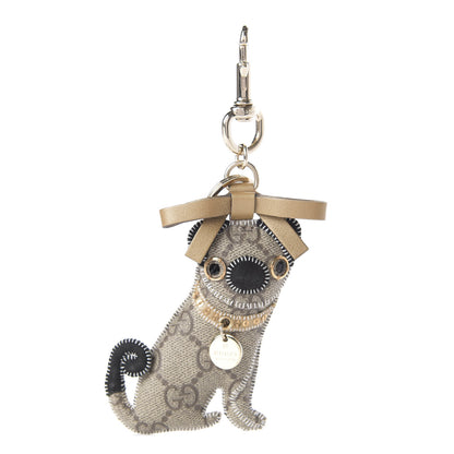 Gucci GG Supreme Monogram Oliver Pug Dog Key Charm 1 of 4