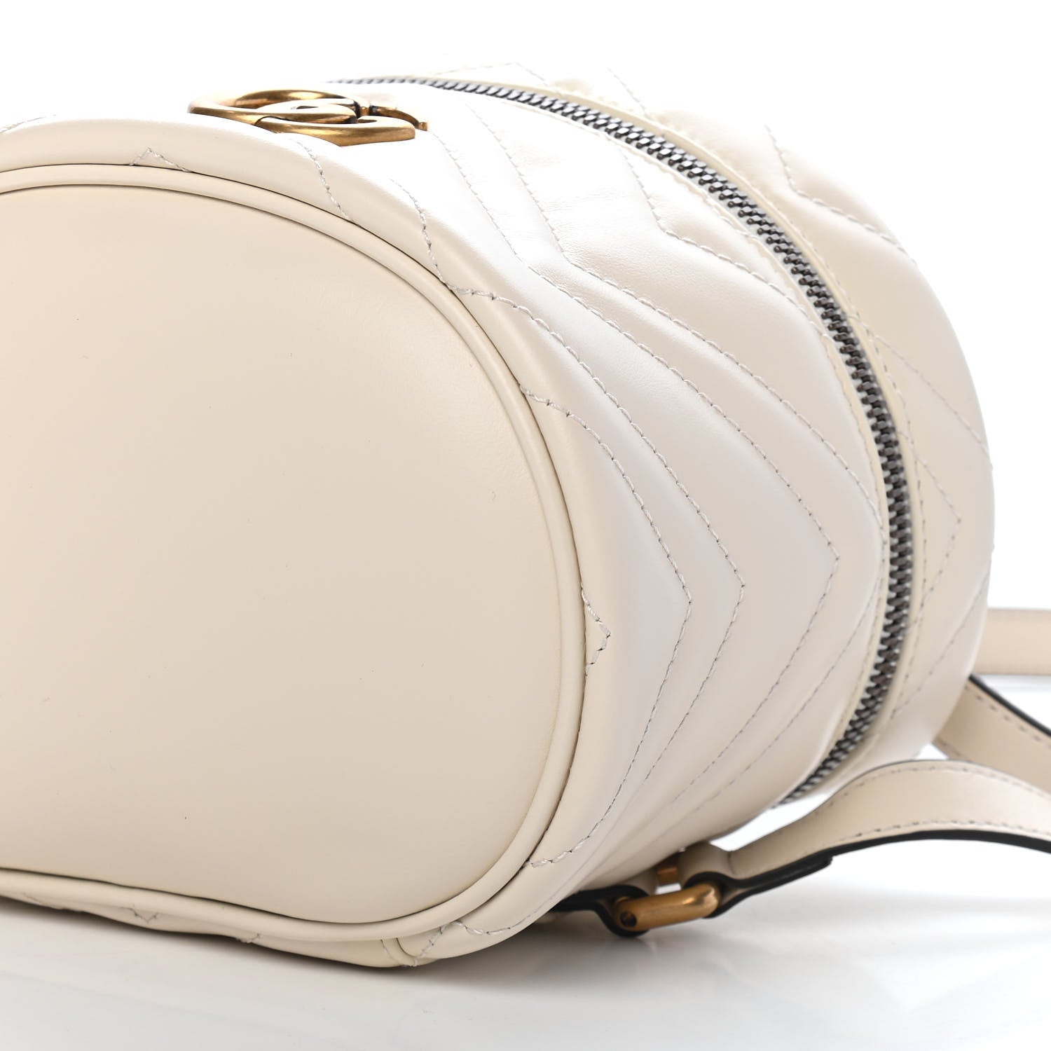 Gucci Calfskin Matelasse Mini GG Marmont Round Backpack White 8 of 8