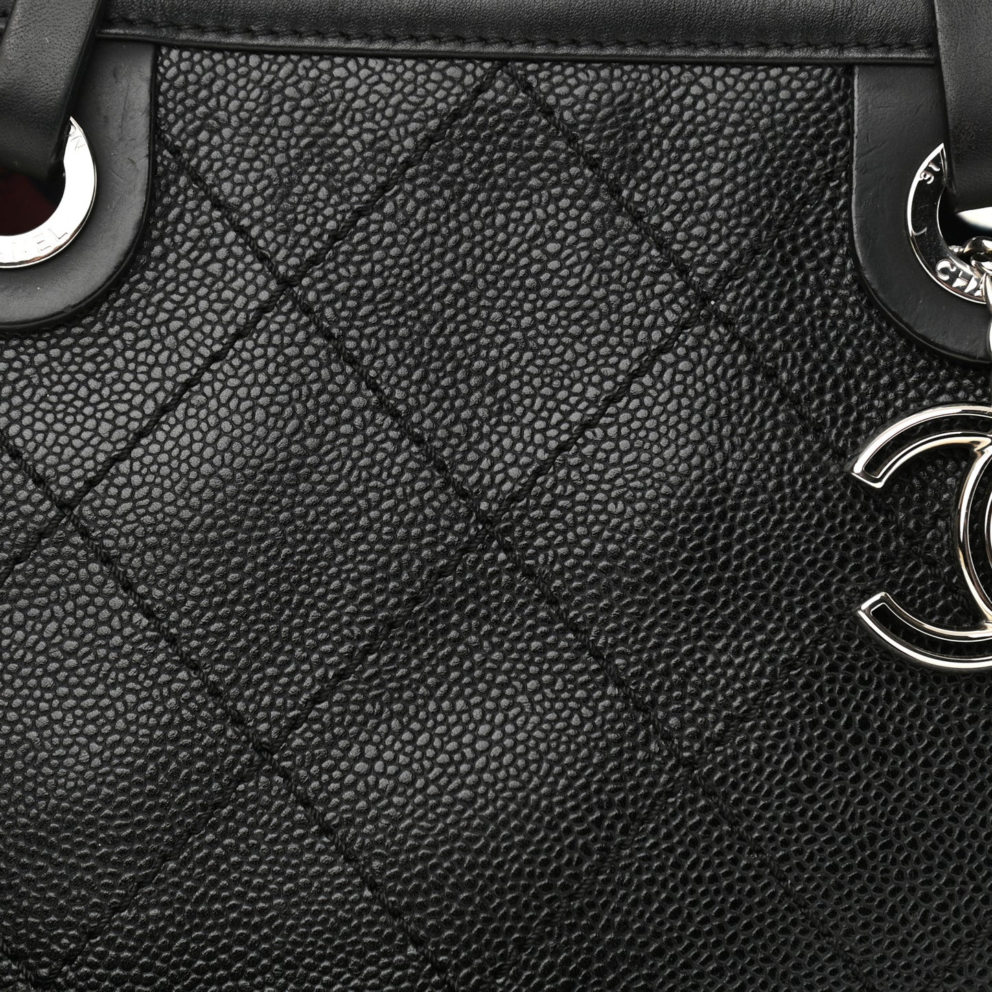 Grained Calfskin Shopping Fever Tote Black